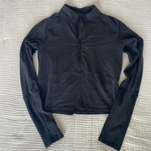 Lululemon Black Crop Three Quarter Zip Running Top